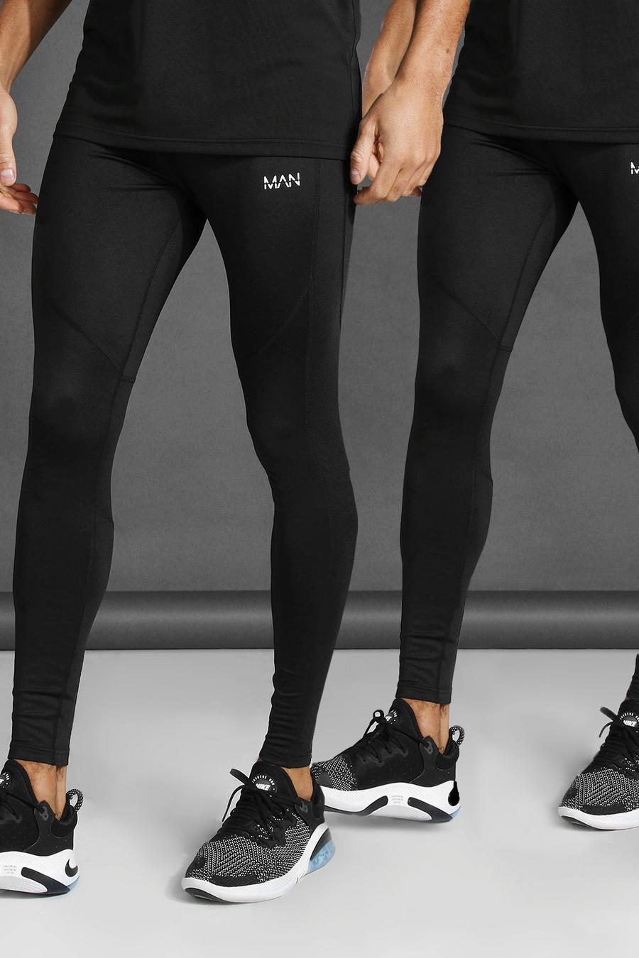 שחור מארז זוגי של מכנסי ריצה ספורטיביים עם כיתוב MAN image number 1