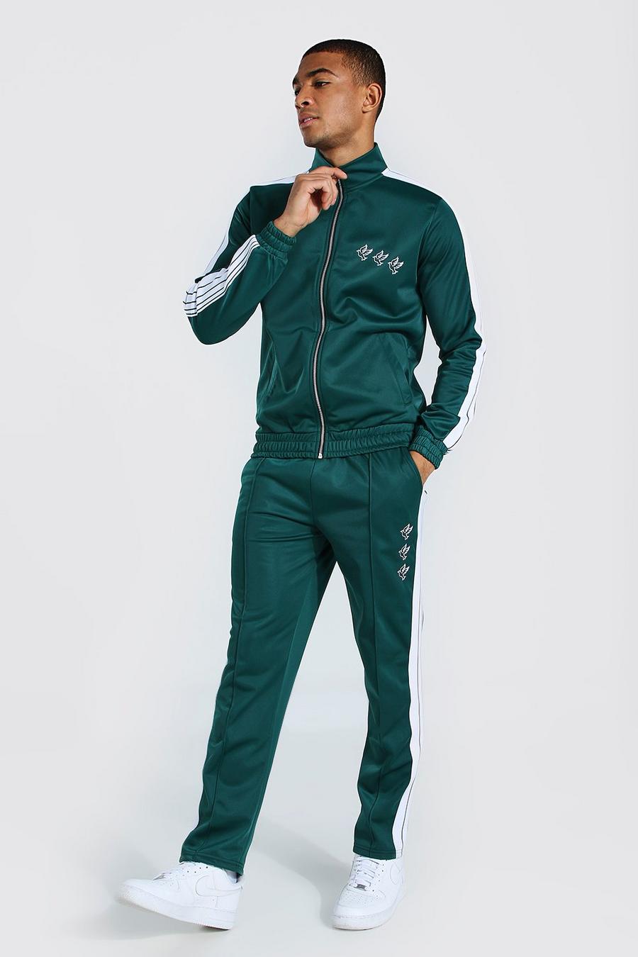 Green Dove Embroidered Funnel Neck Tricot Tracksuit image number 1