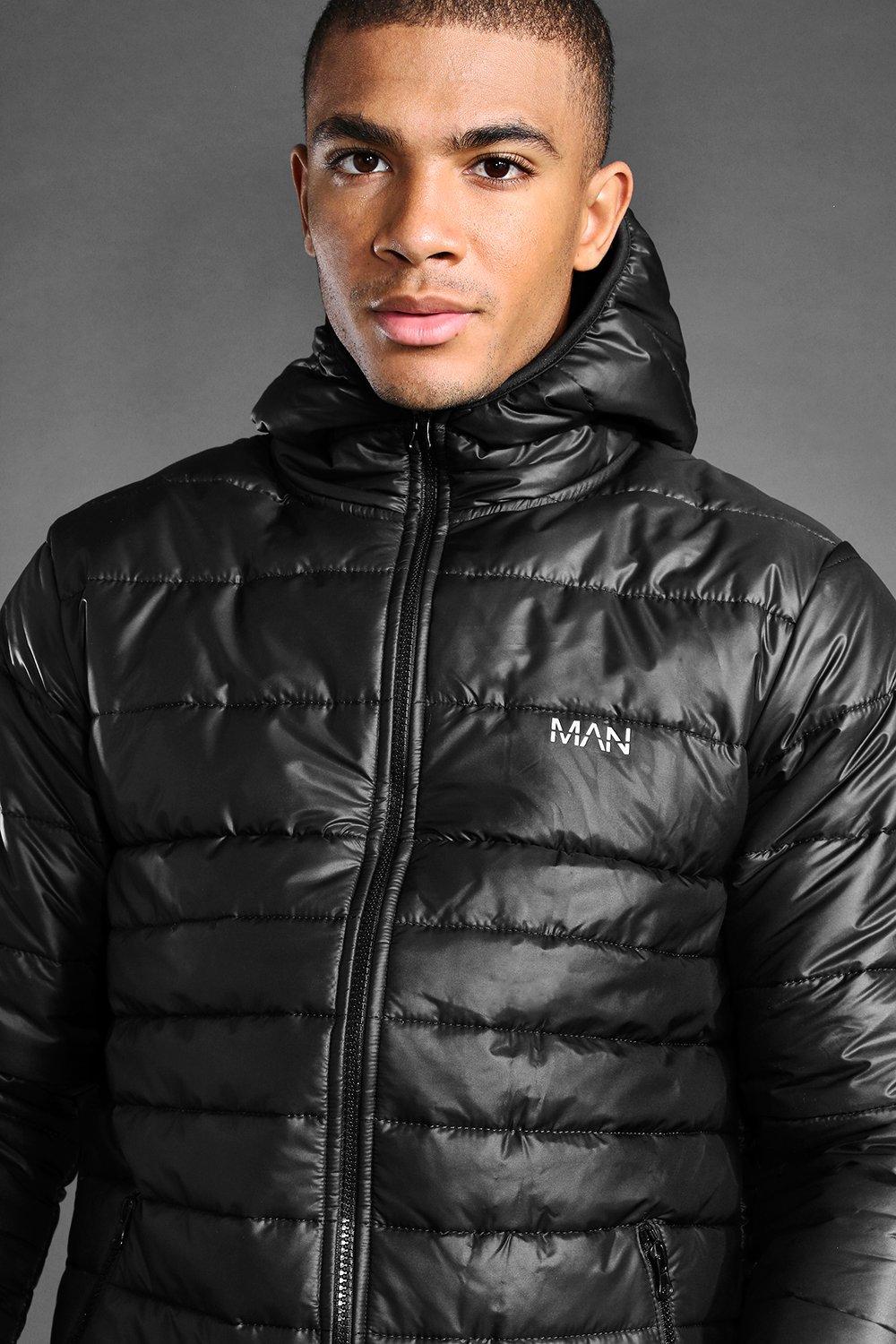 MAN Active Hooded Puffer Jacket boohoo