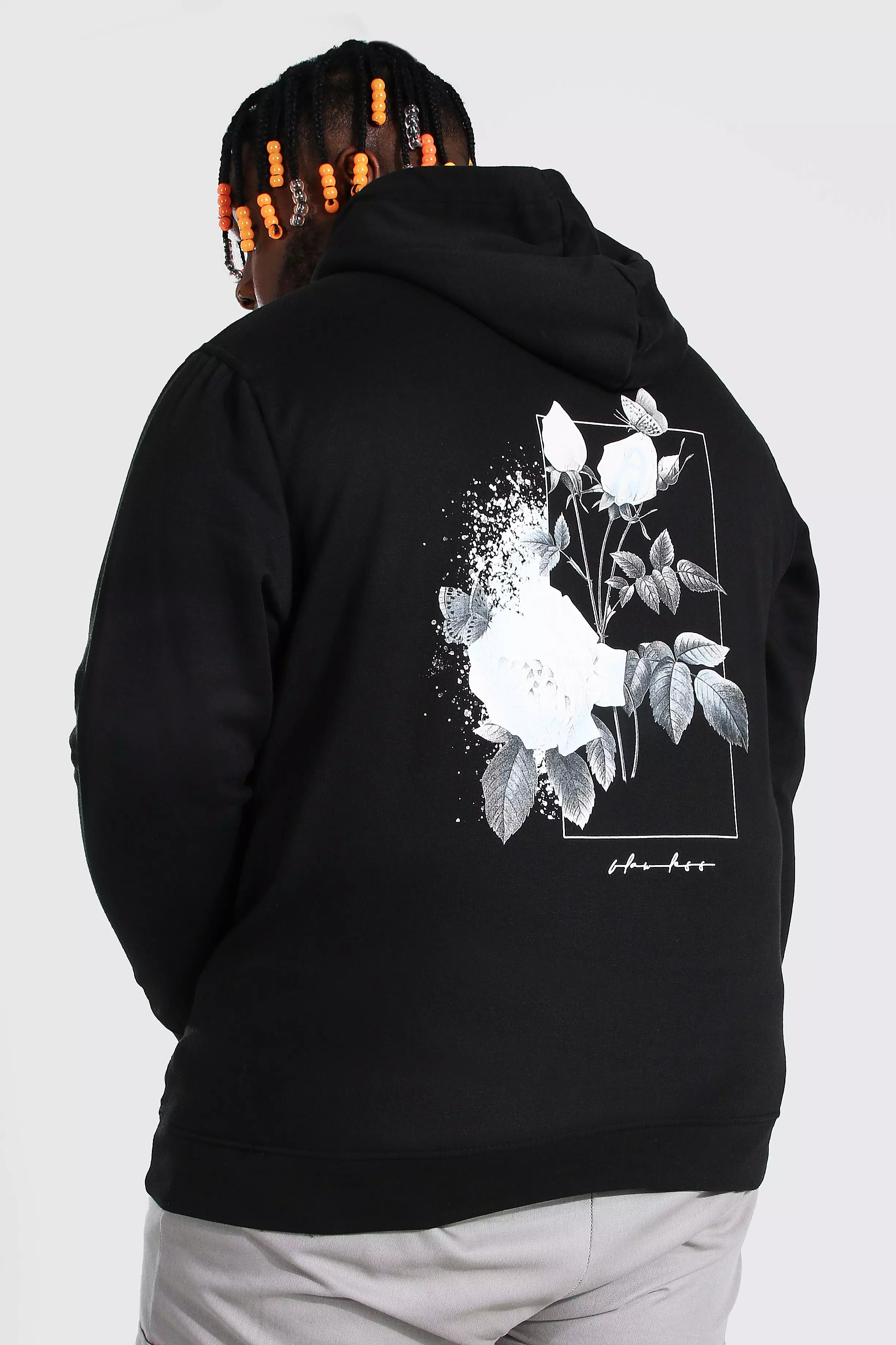 Kwd white outlet rose hoodie