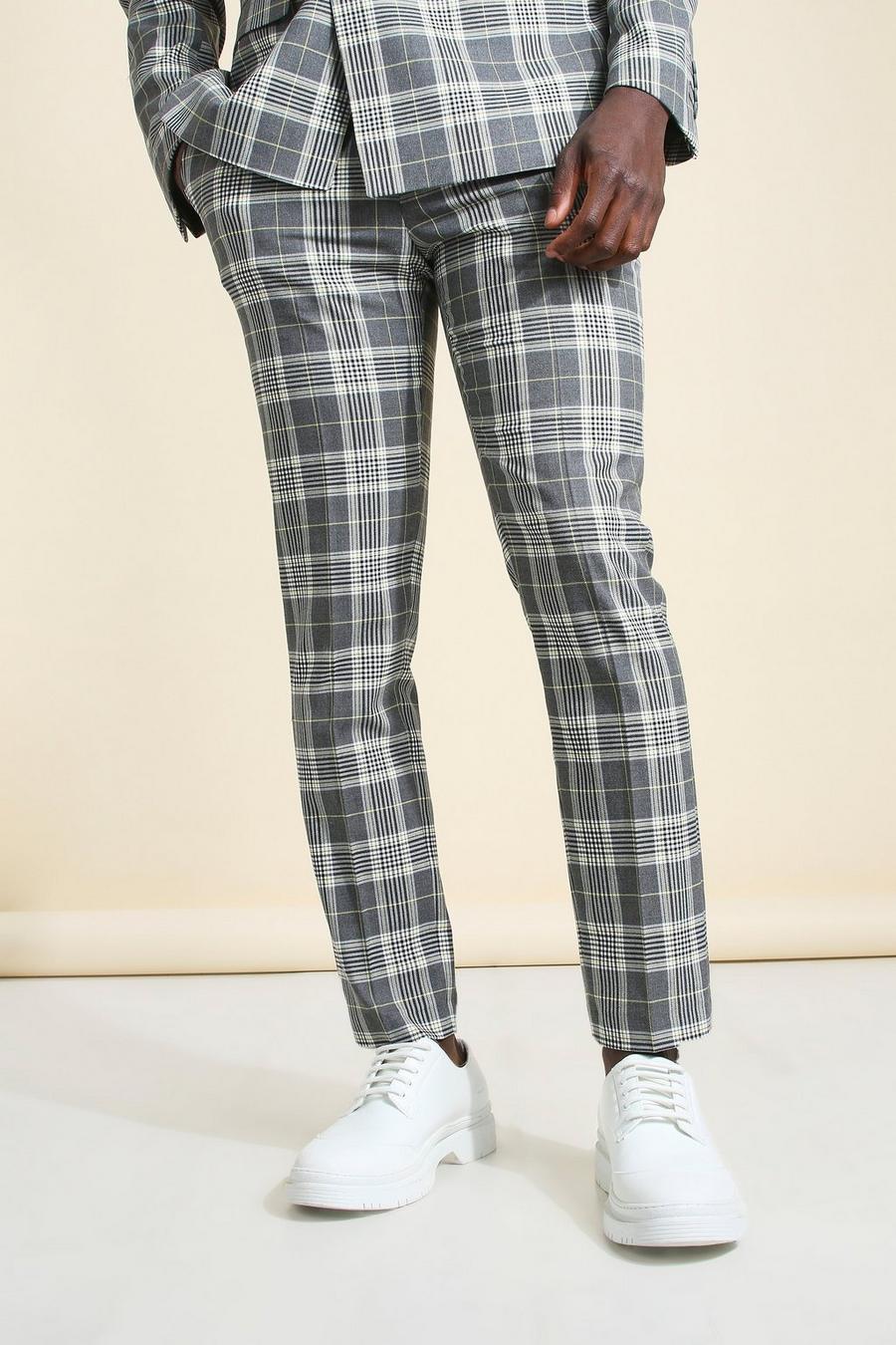 אפור מכנסי סקיני בהדפס משבצות לחליפה image number 1