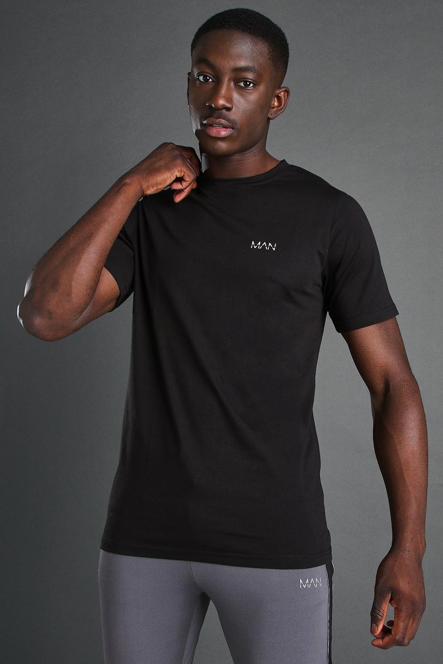 Black MAN Running Printed  T Shirt image number 1