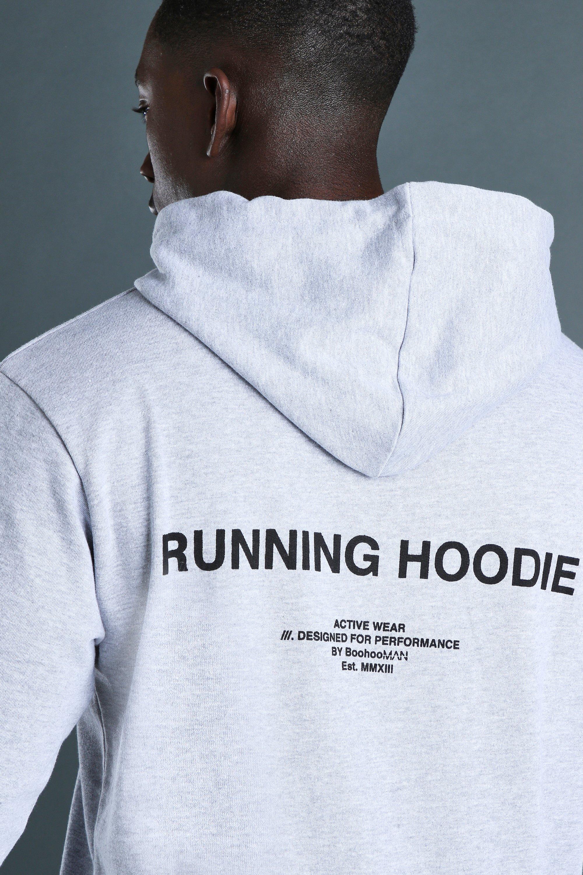 Sudadera para running con estampado de MAN y capucha