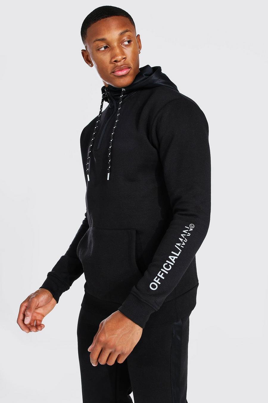 Black Official Reflective Print Nylon Hooded Tracksuit image number 1