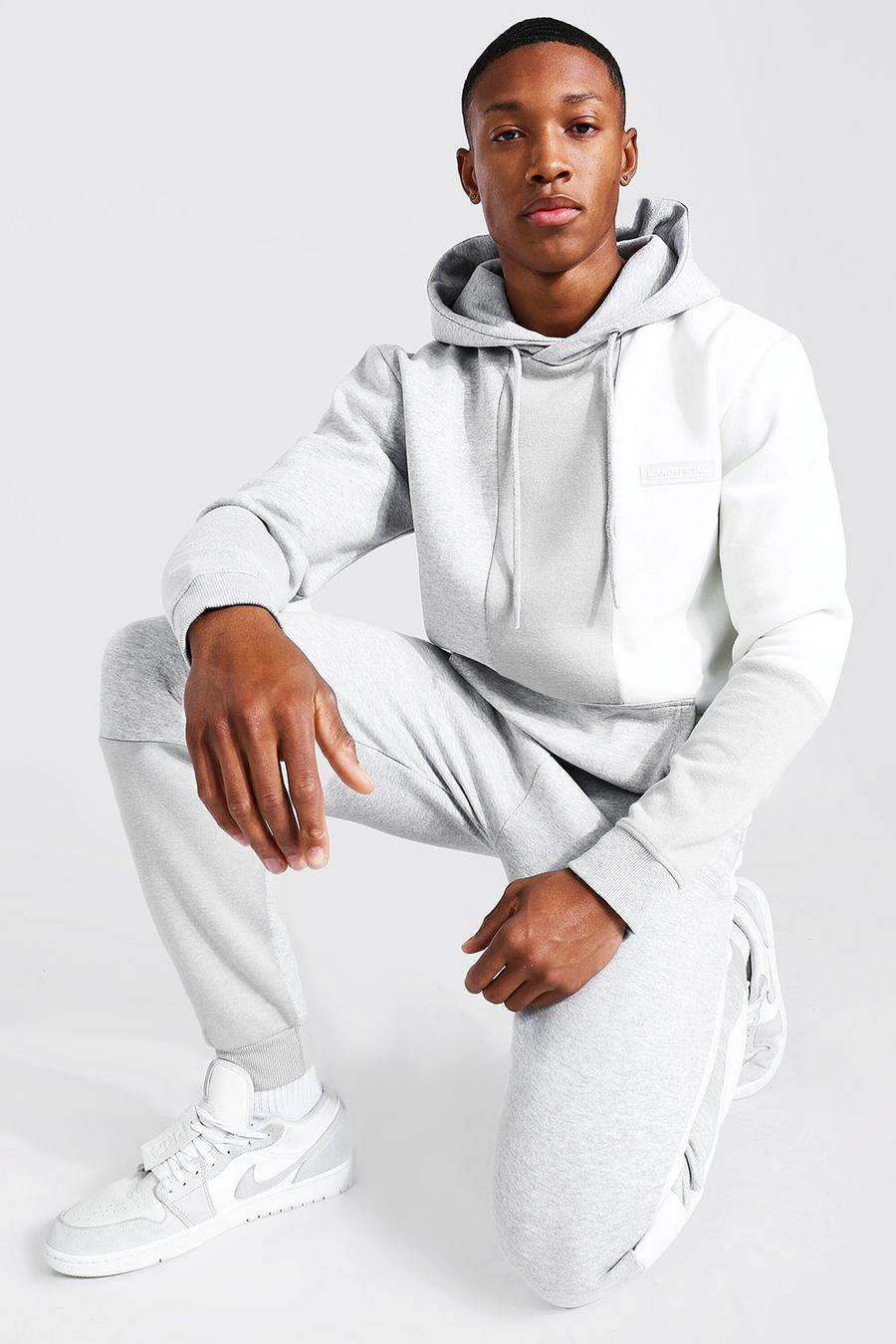 Grey marl Man Official Colourblock Hooded Tracksuit image number 1
