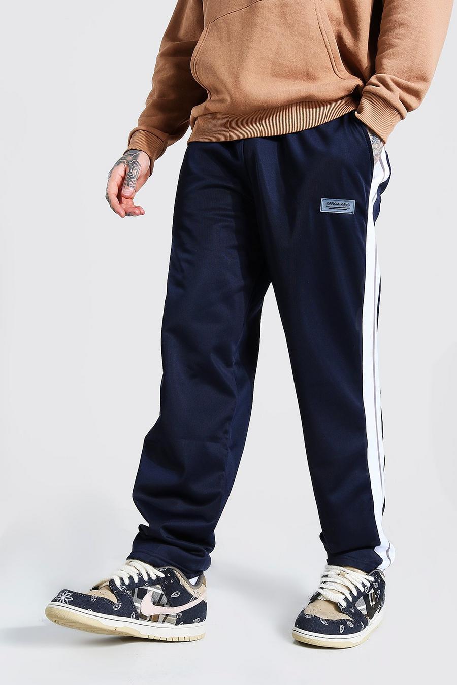 Navy marine Loose Fit Tricot Joggers With Side Tape image number 1