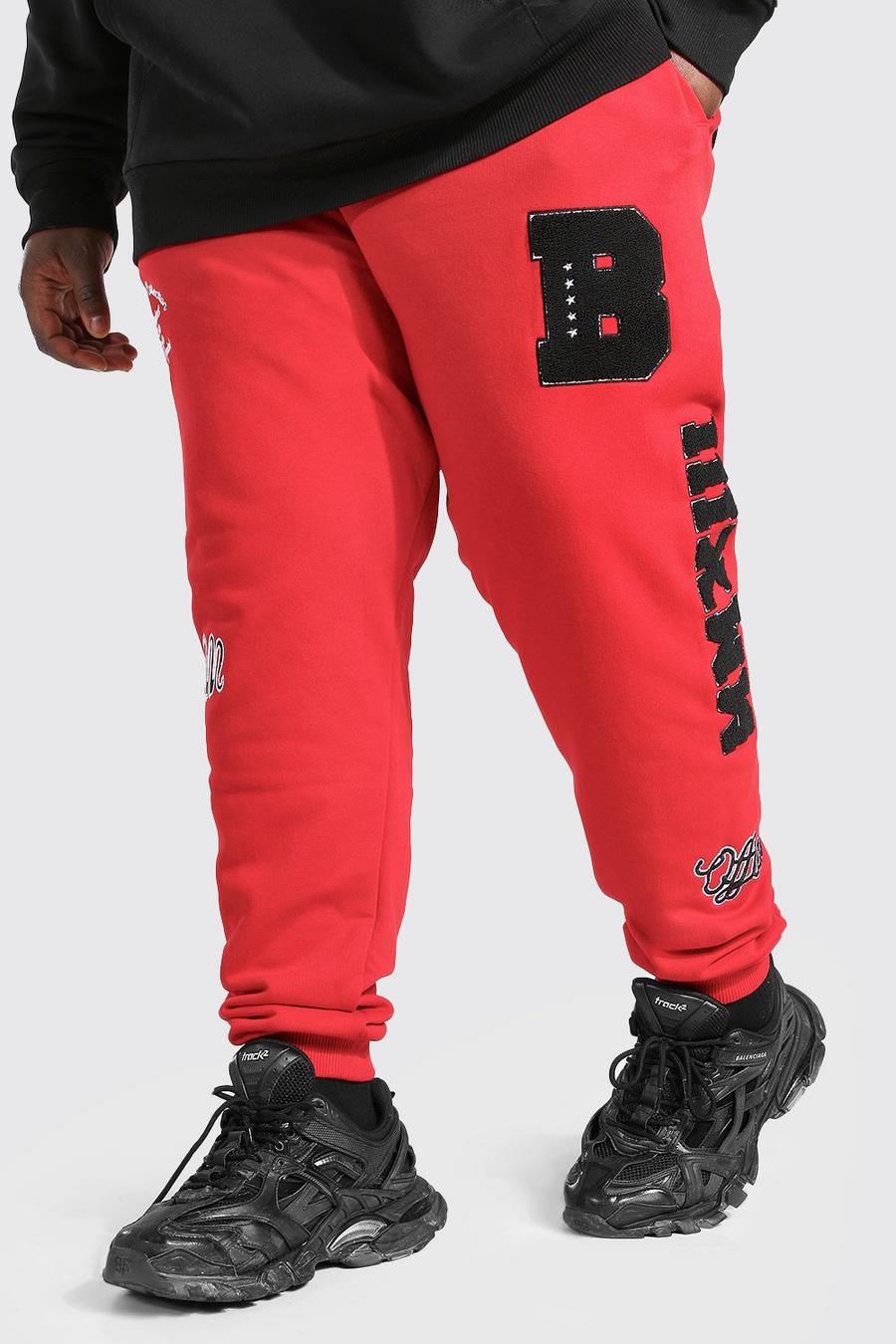 Plus Size MAN Official Varsity Jogger, Red image number 1