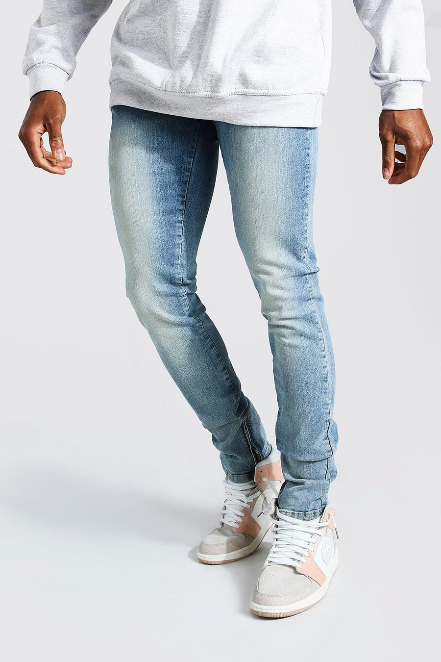 Light blue Tapered Stacked Leg Jean With Ankle Zips image number 1