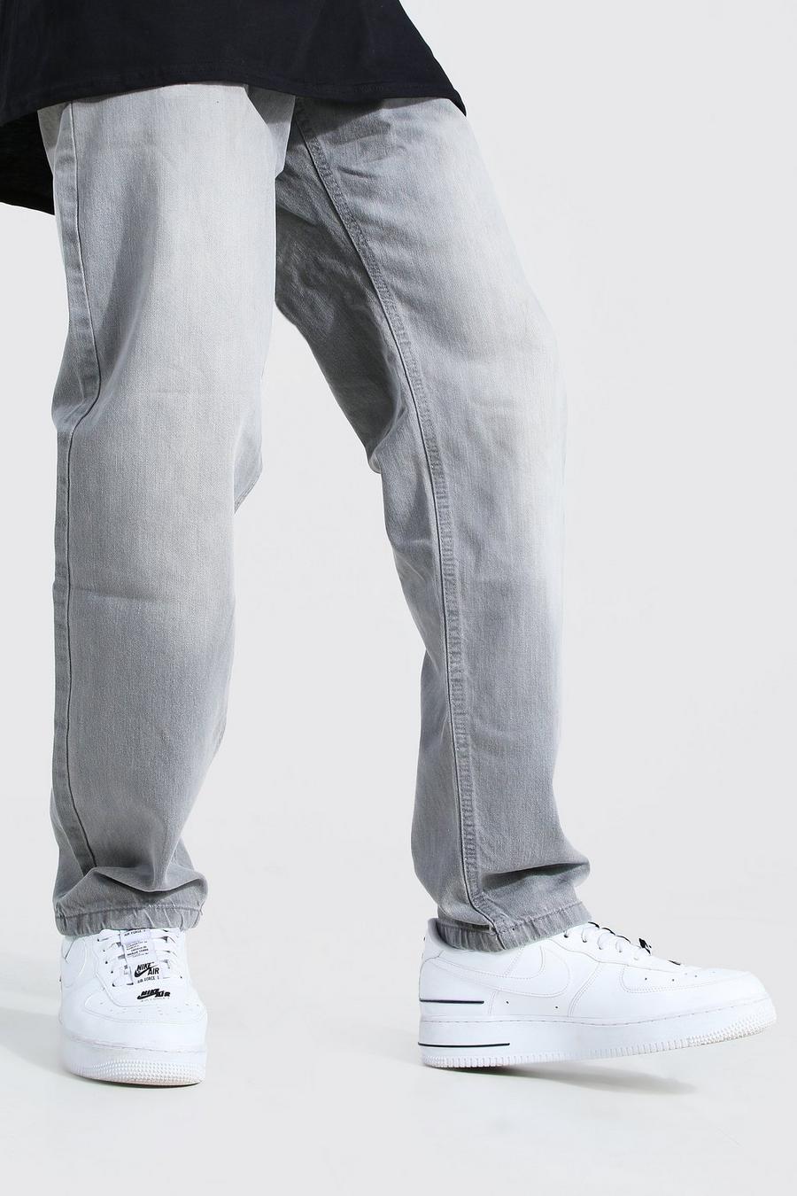 Mid grey Jeans i rigid denim med ledig passform image number 1