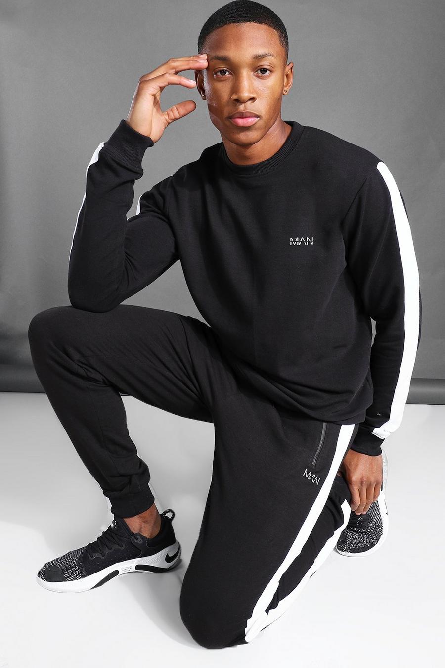 Black MAN Active Sweatshirt med sidopaneler image number 1