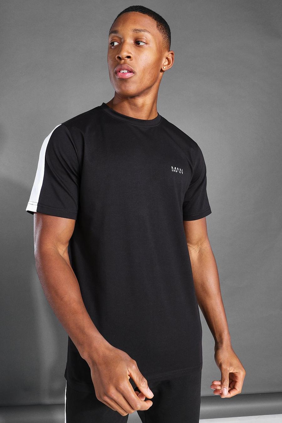 Black MAN Active Side Stripe T Shirt image number 1