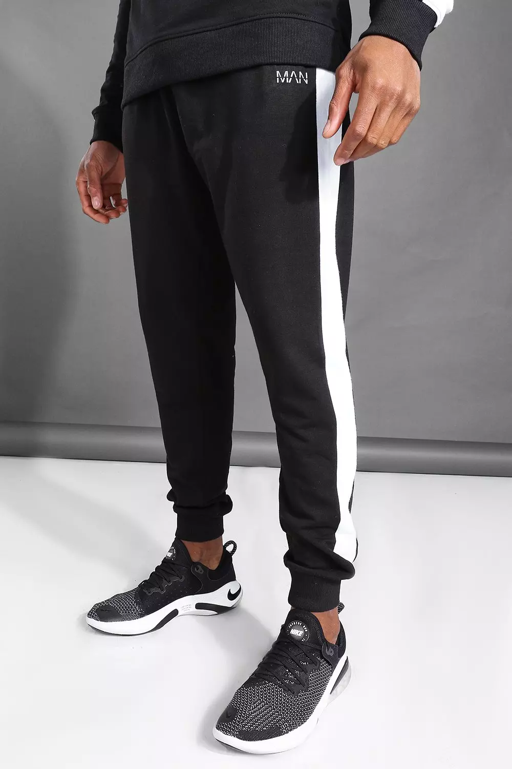 Mens side stripe on sale joggers