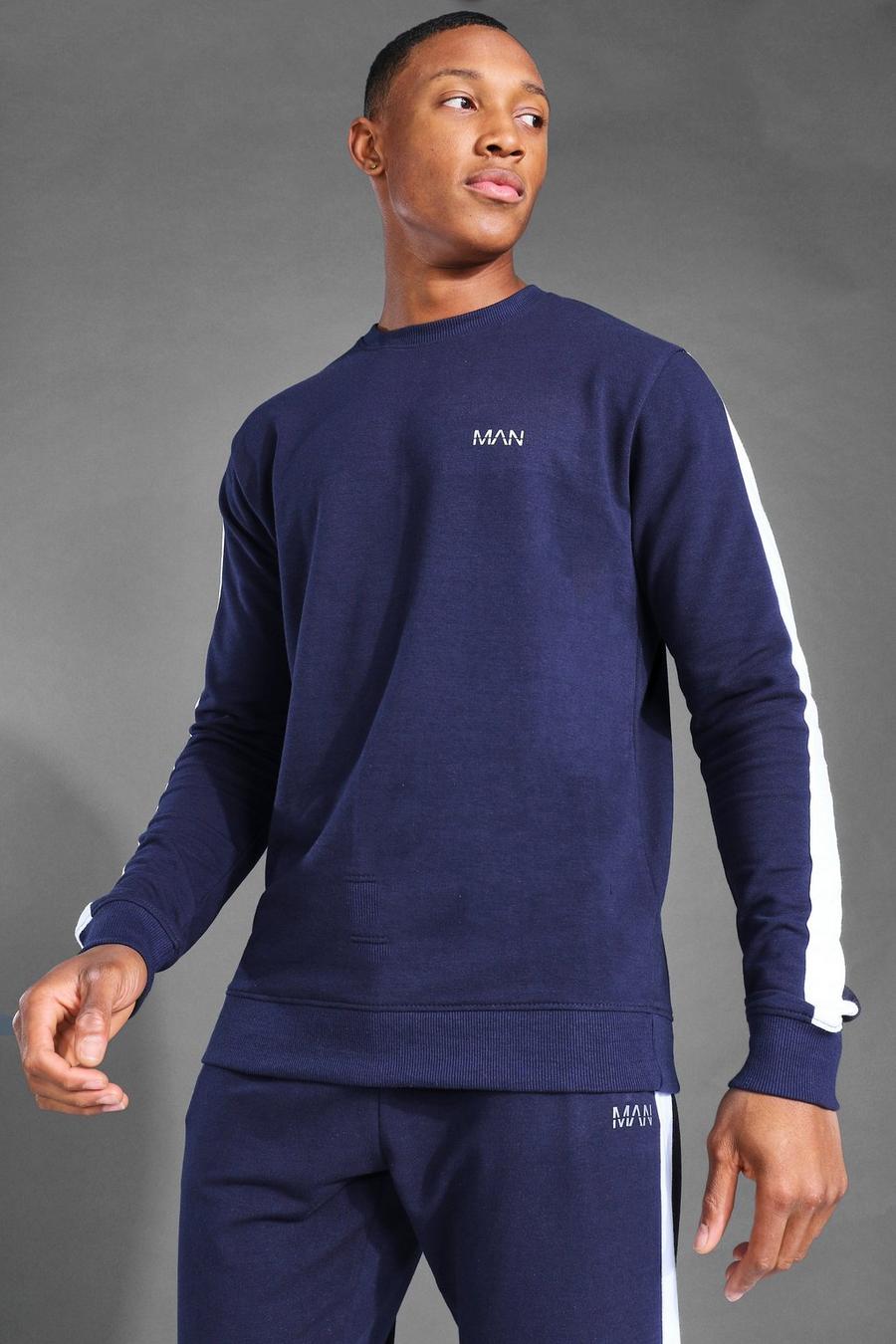 Navy MAN Active Sweatshirt med sidopaneler image number 1