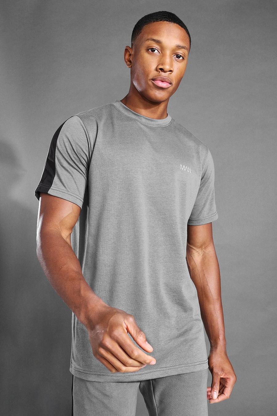 MAN Active T-Shirt mit Seitenstreifen, Anthrazit image number 1