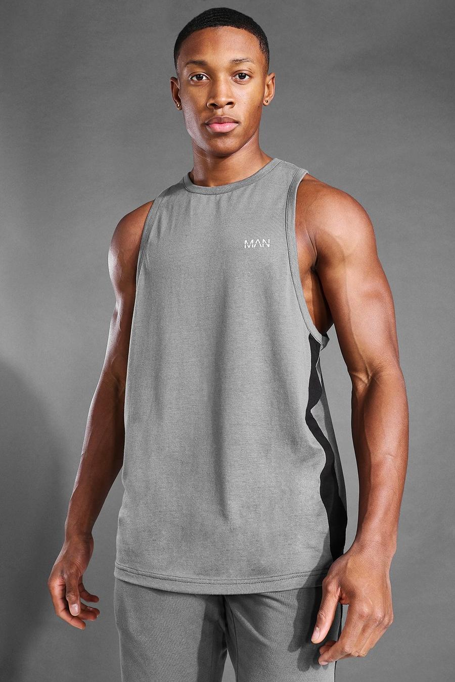 Charcoal Man Active Side Stripe Tank Top image number 1