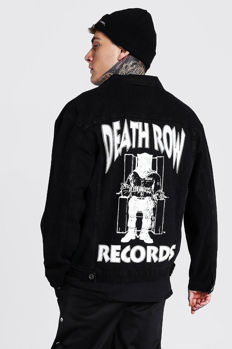 Black Oversized Death Row License Denim Jacket image number 1
