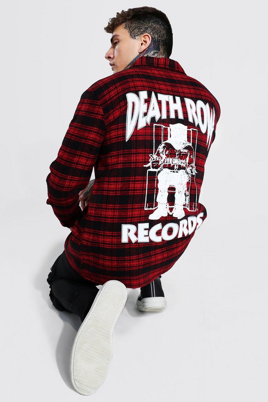Red Oversized Death Row License Check Shirt image number 1