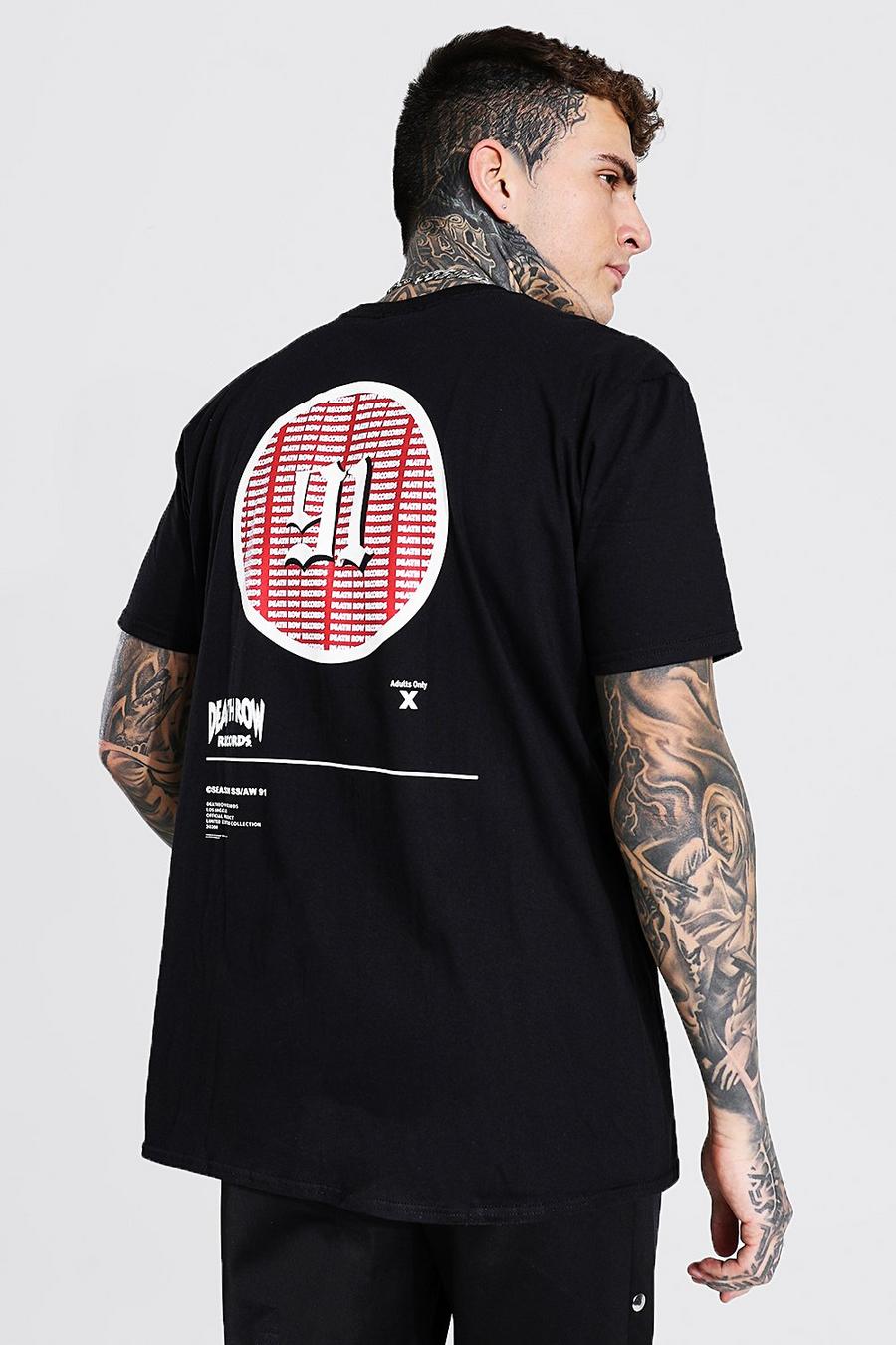 Lizenz-T-Shirt in Übergröße mit Death Row 91-Motiv, Schwarz image number 1