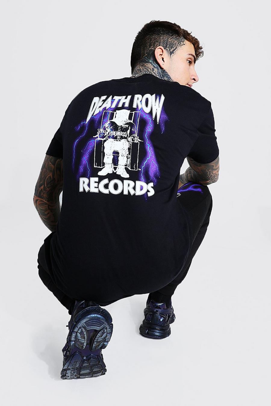 Black Oversized Gelicenseerd Death Row Bliksemschicht T-Shirt image number 1