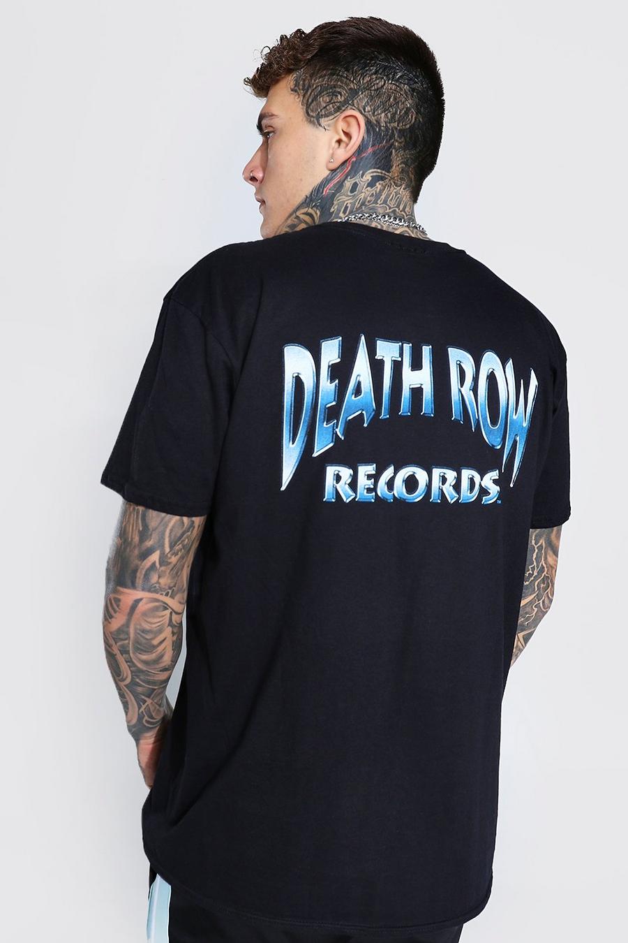 Black Oversized Gelicenseerd Death Row T-Shirt Met Voor- En Rugopdruk image number 1