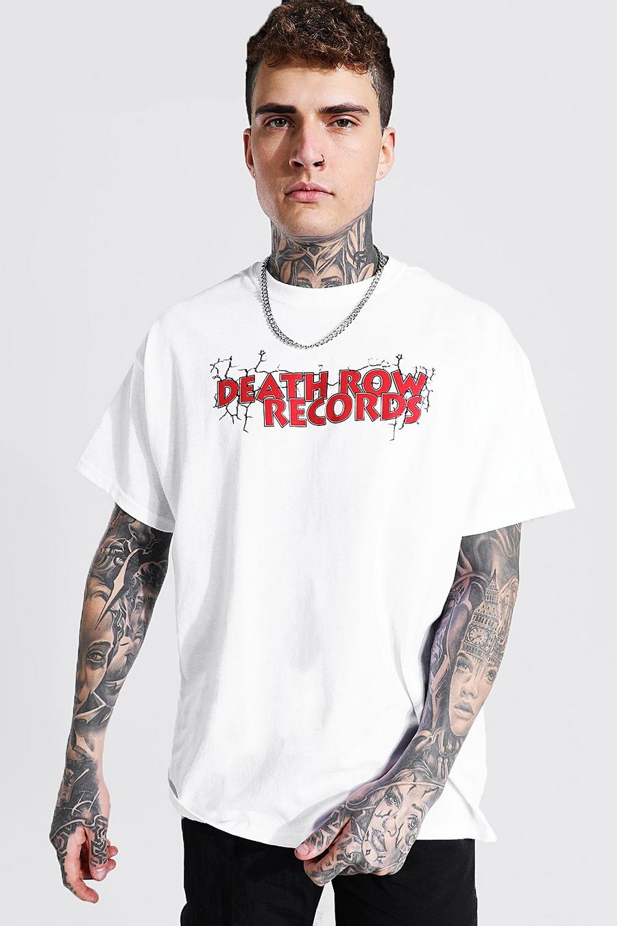 T-Shirt in Übergröße mit „Death Row Records“-Print, Weiß image number 1