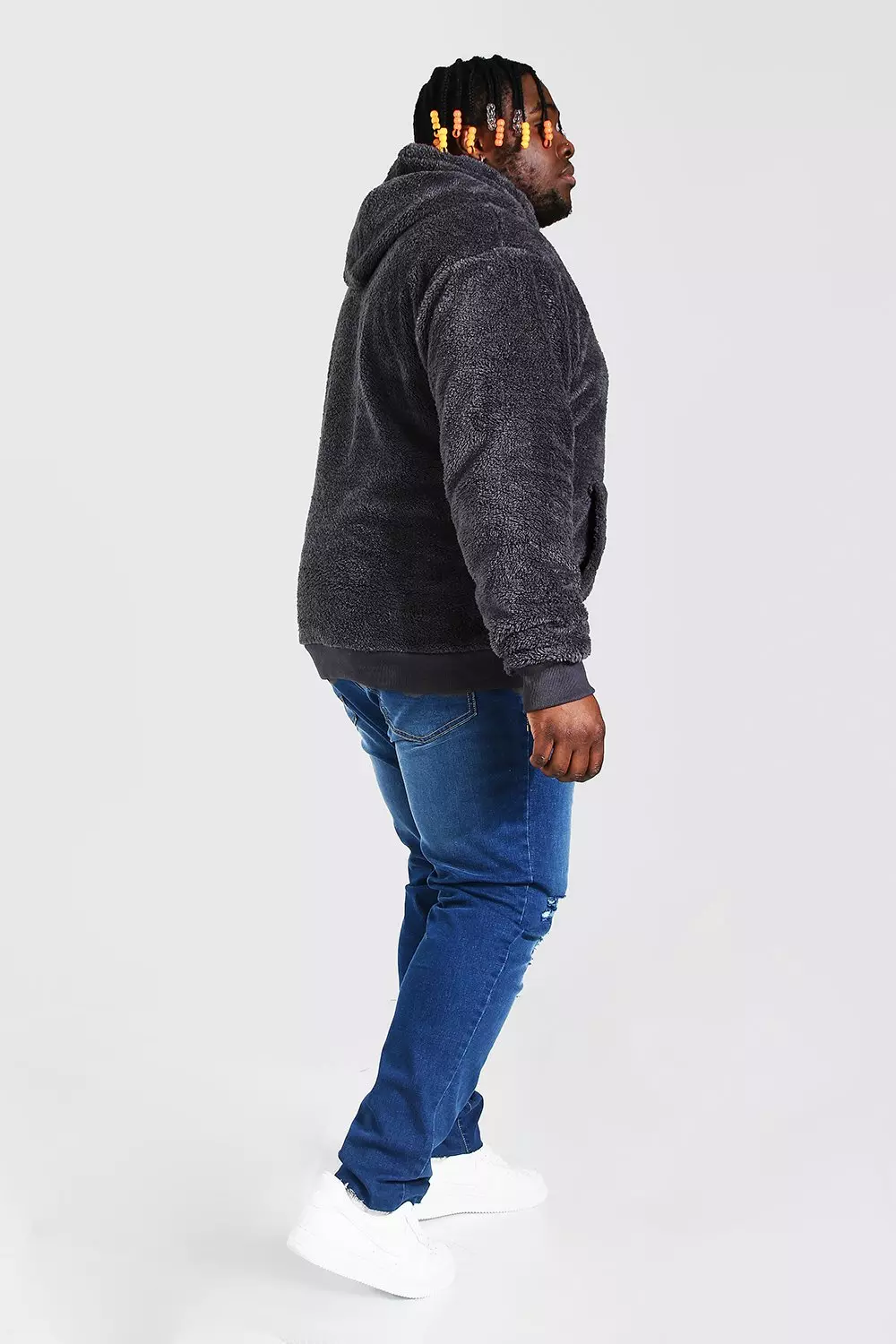 Plus size borg hoodie hotsell