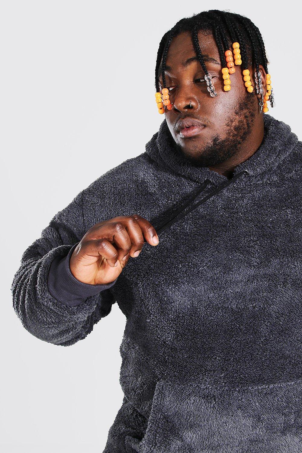 Plus Size Two Tone Borg Hoodie