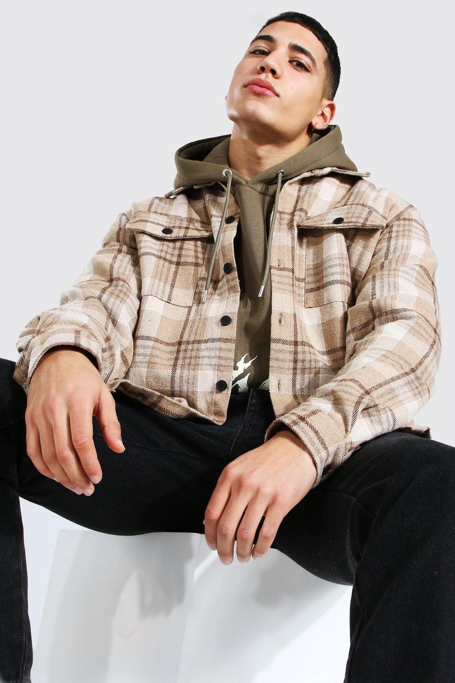 Brown Heavy Weight Check Overshirt image number 1