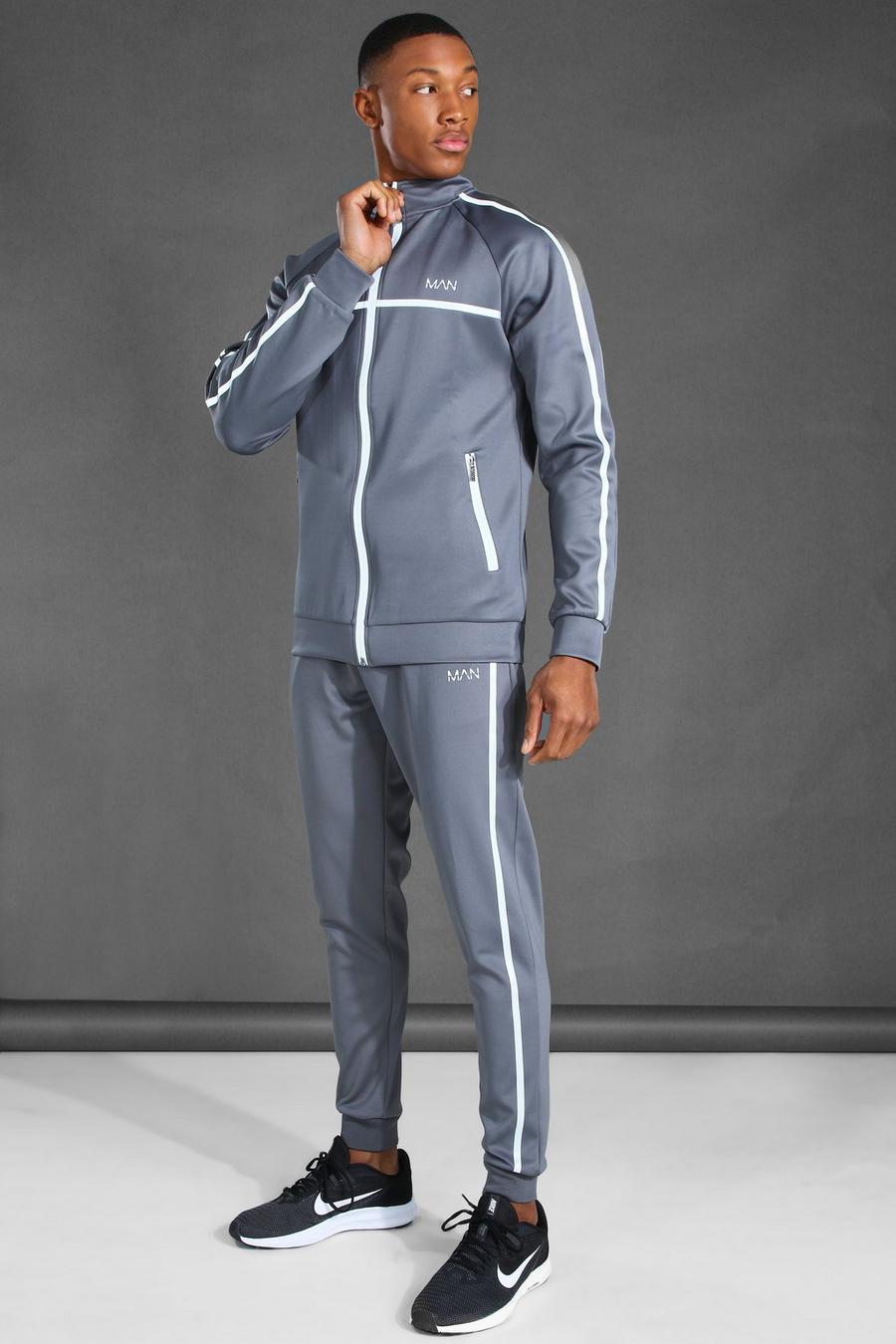 Reflektierender MAN Active Trainingsanzug mit Trichterkragen, Grau image number 1