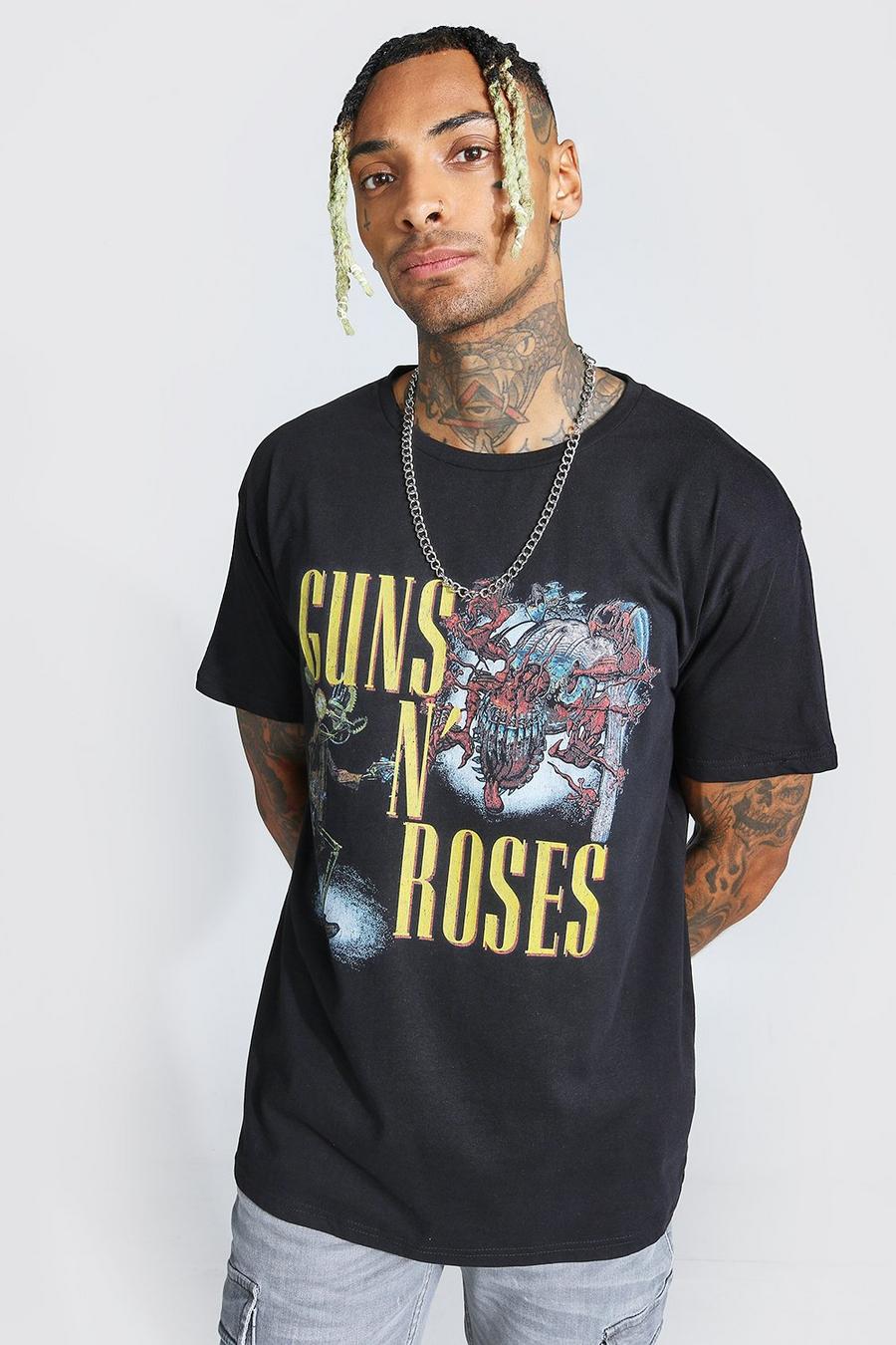 Black Oversized Guns N Roses License T-Shirt image number 1