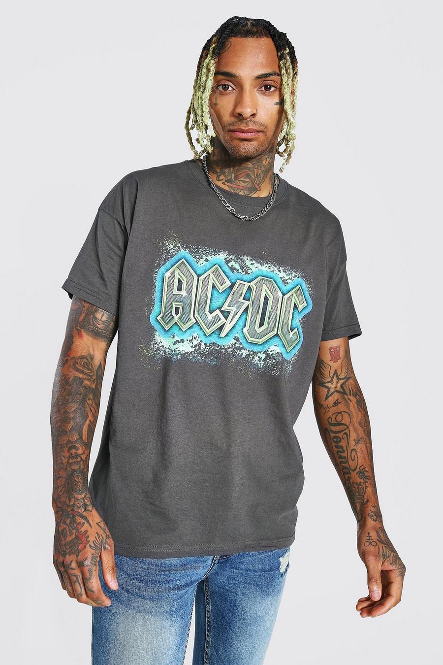 Charcoal grey Oversized ACDC Snakeskin License T-Shirt image number 1