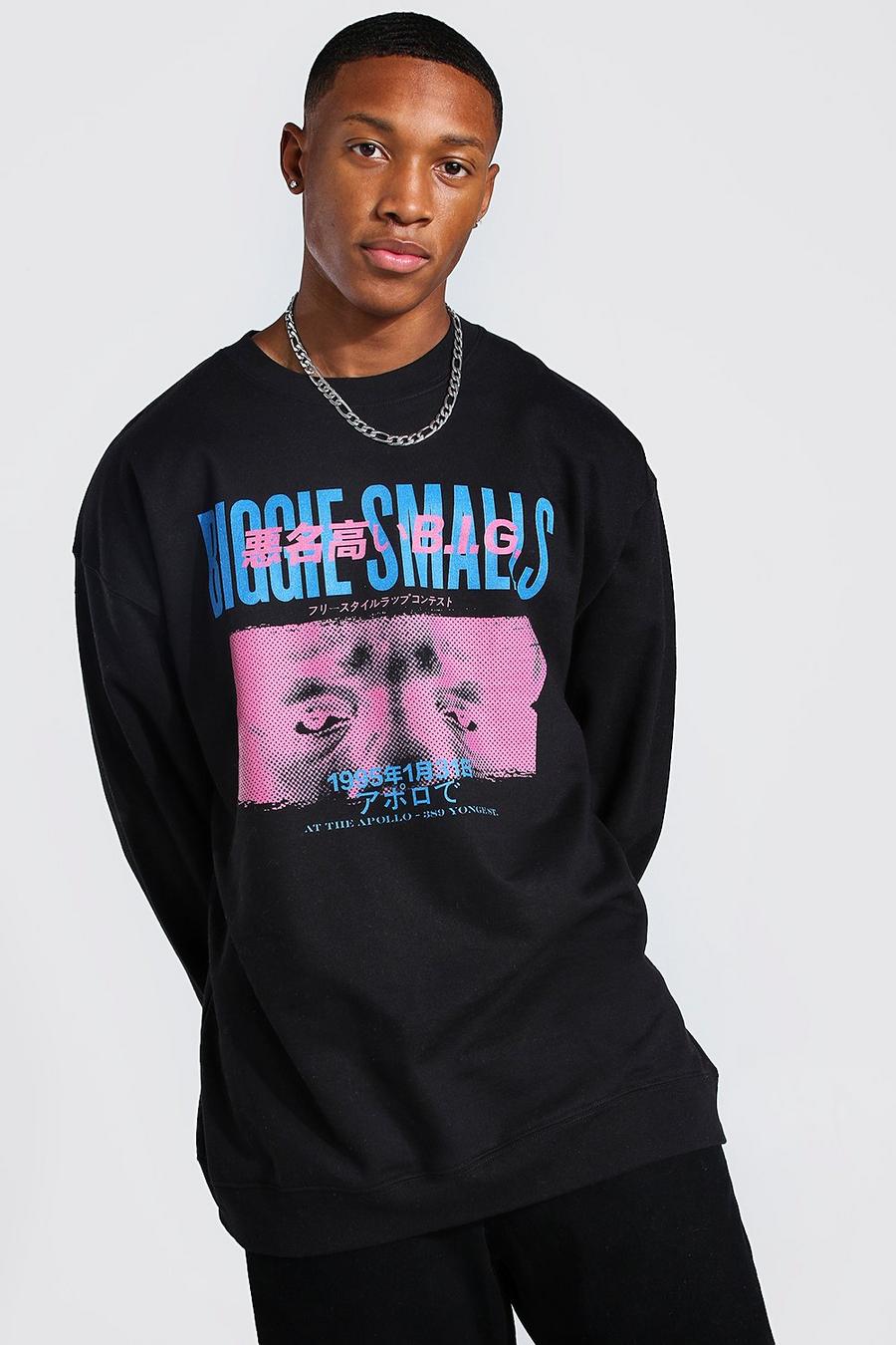 Sweatshirt in Übergröße mit „Biggie Smalls“-Lizenz, Schwarz image number 1