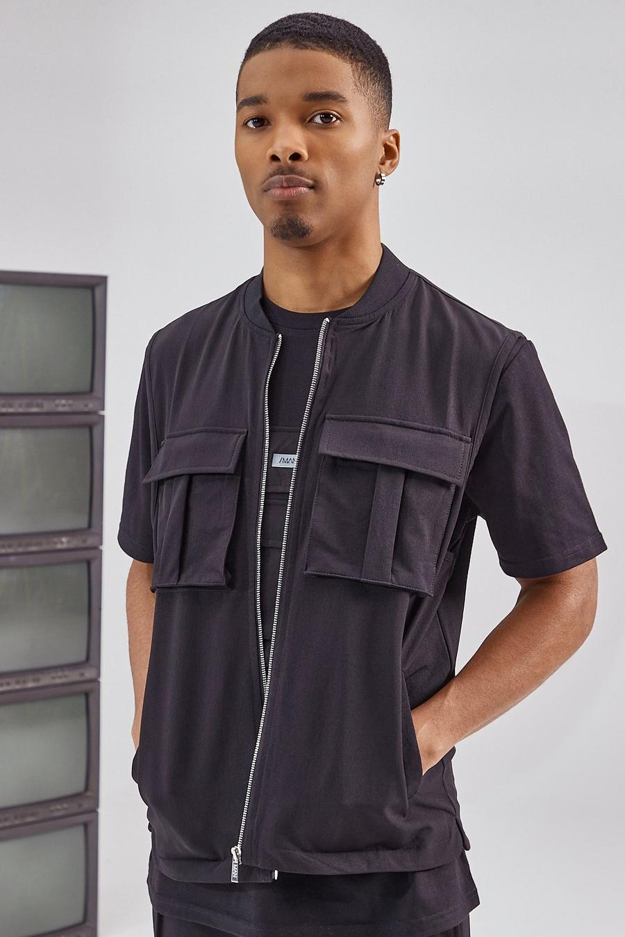 Black Tailored Utility Vest image number 1