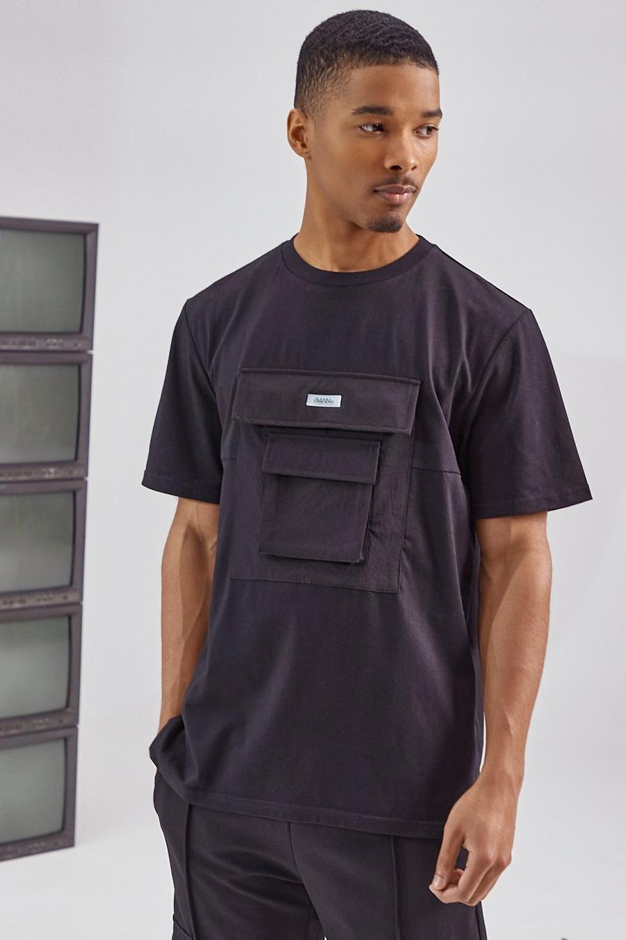 T-shirt utility con tasche, Nero image number 1