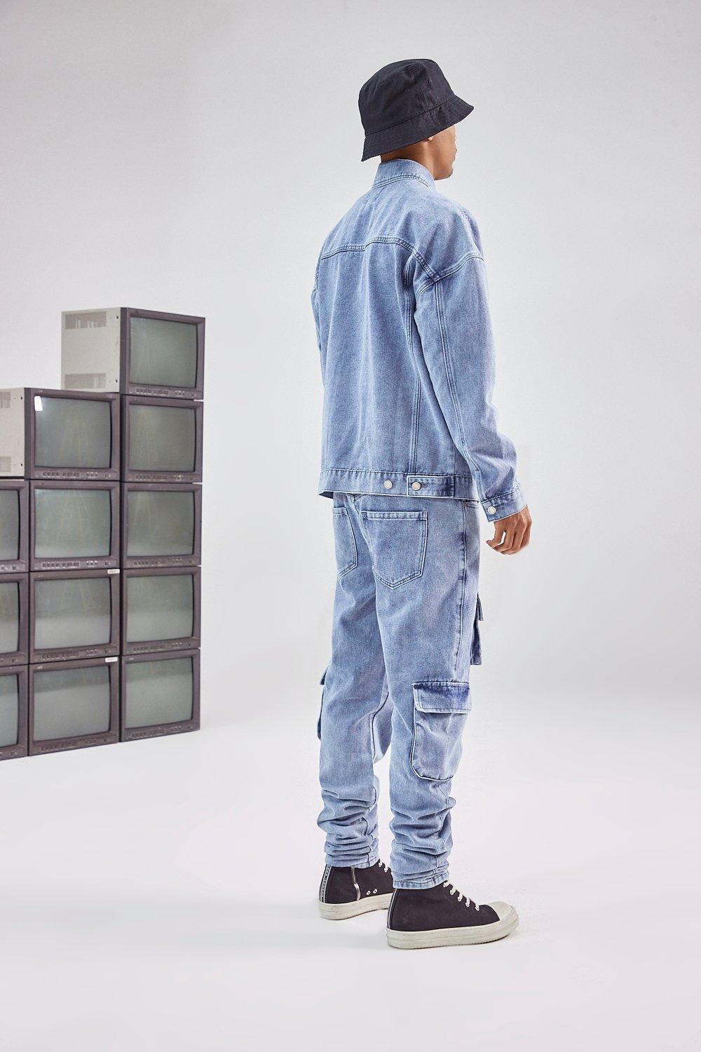 Utility Cargo Pocket Denim Jacket boohoo