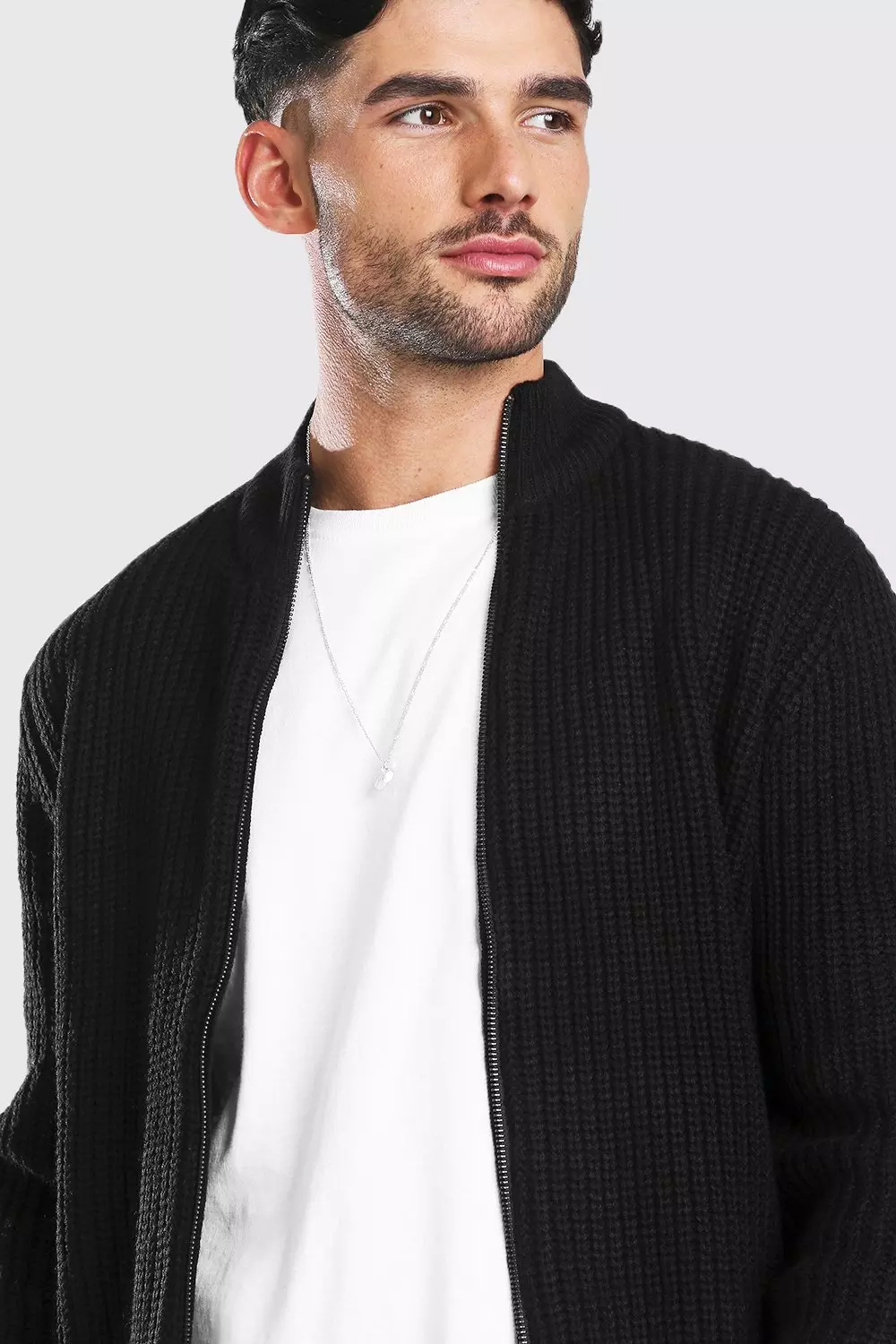 Mens black zip through cardigan best sale