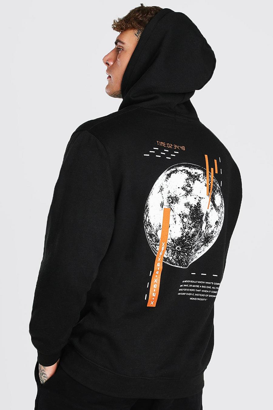Black noir Oversized Hoodie With Back Graphic Print image number 1