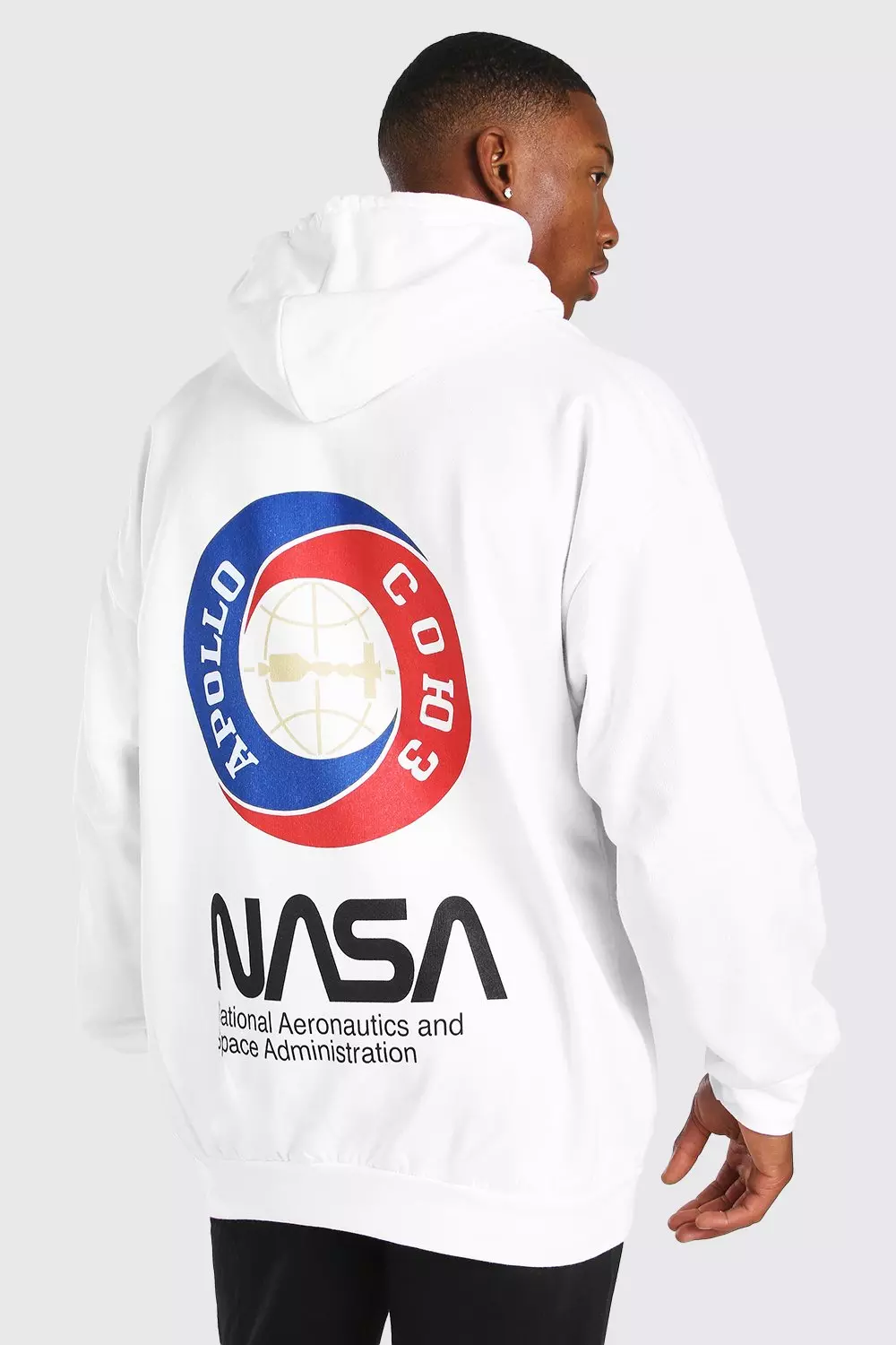 Mens white 2024 nasa hoodie