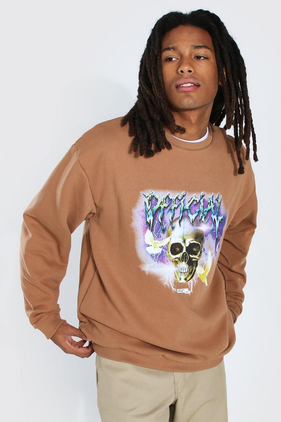 Brown Official Skull Oversized Sweater image number 1