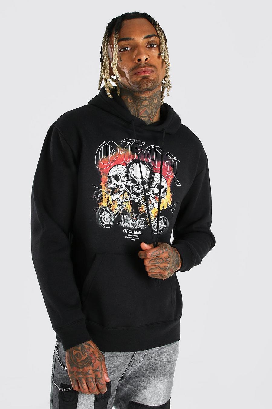 Black Oversized Official Schedel Hoodie image number 1