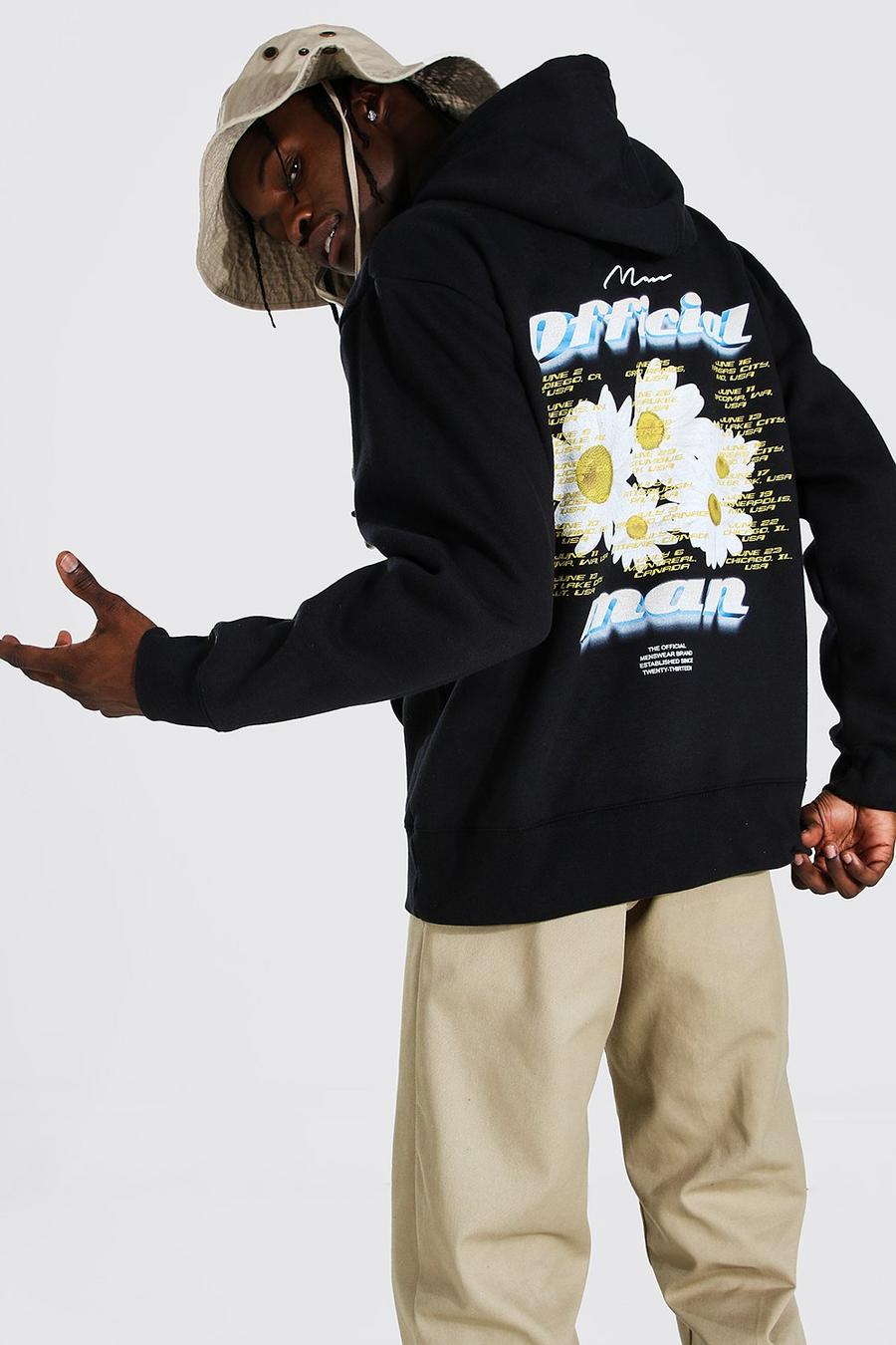 Black MAN Official Oversize hoodie med tryck bak image number 1