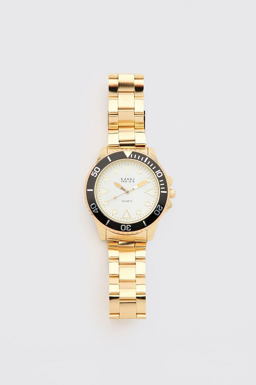 Gold Man Dash Horloge Met Contrasterende Bezel image number 1