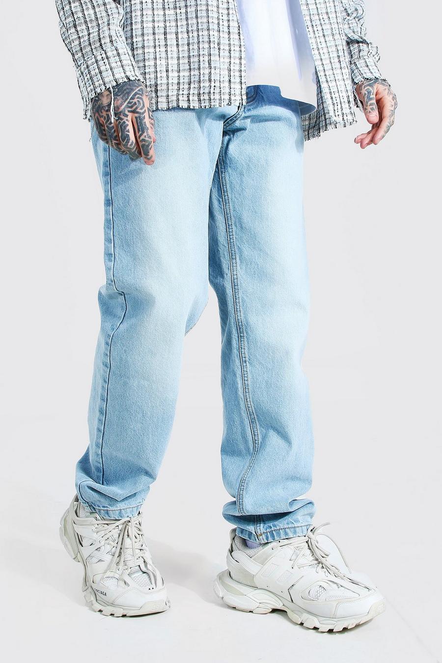כחול קרח ג'ינס קשיח בגזרה משוחררת image number 1