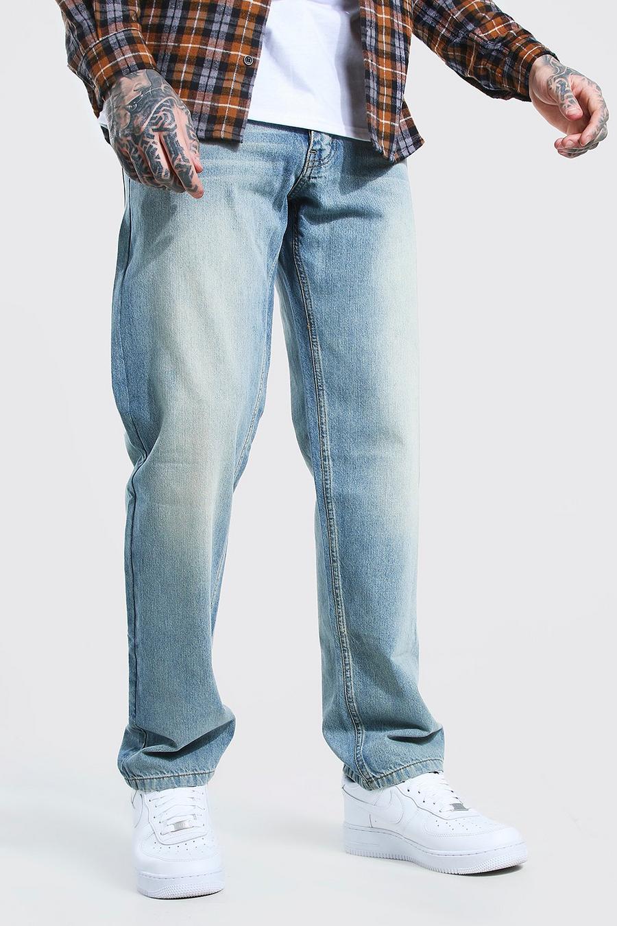 Antique blue Jeans i rigid denim med ledig passform image number 1