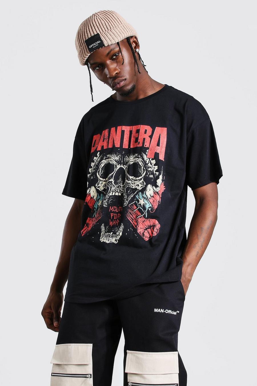 Pantera Lizenz-T-Shirt mit Totenschädel-Motiv in Übergröße, Schwarz image number 1