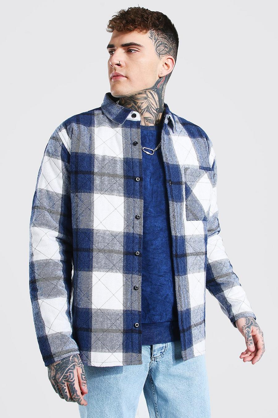 Cobalt Flannel Check Quilted Overshirt image number 1