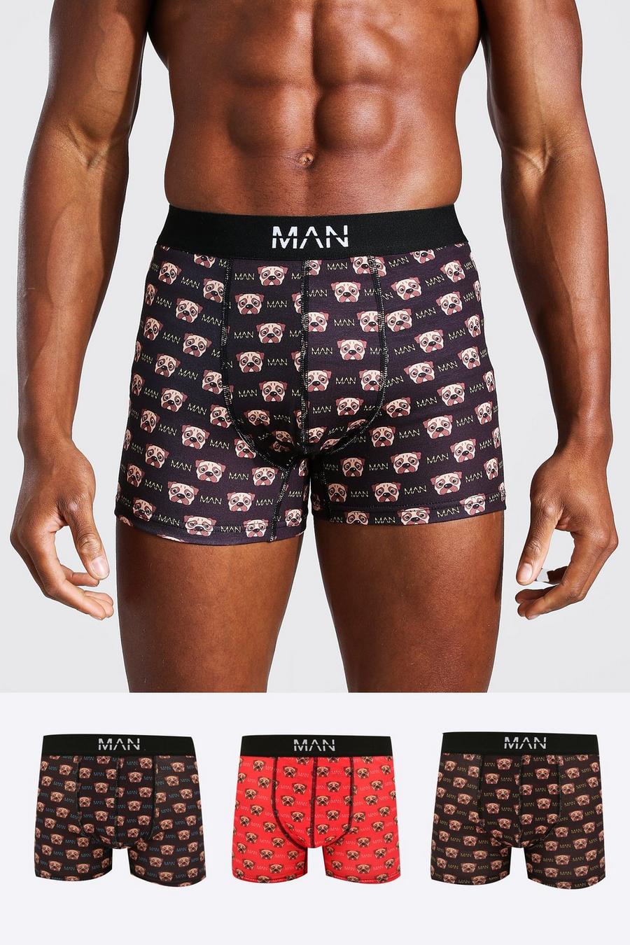 MAN Dash 3er-Pack Boxershorts mit Mops, Mehrfarbig image number 1