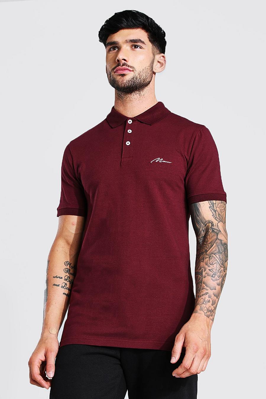 Bordeauxrood Man Signature Muscle Fit Polo image number 1