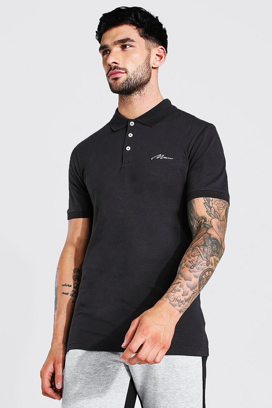 Man Signature Muscle Fit Polo, Slate image number 1
