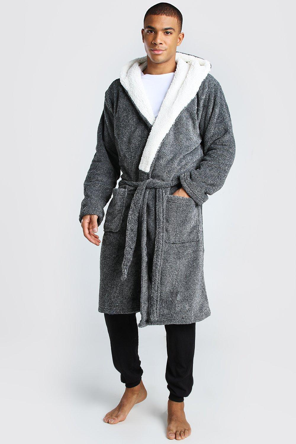 mens fleece lined dressing gown